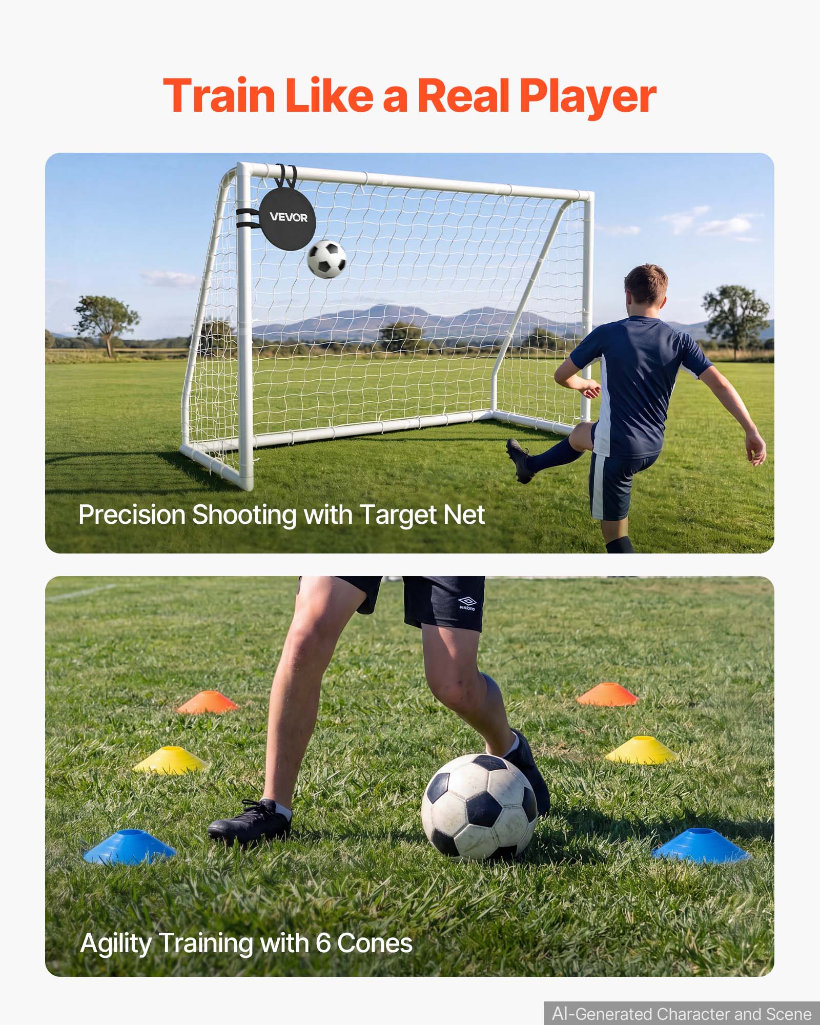 Train Like a Real Player

Precision Shooting with Target Net

Agility Training with 6 Cones

AI-Generated Character and Scene