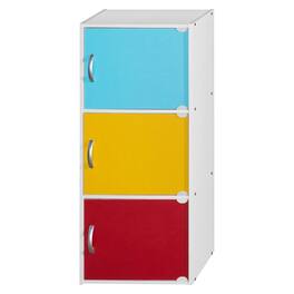 Hodedah - 3 Door Enclosed Multipurpose Storage Cabinet for Home or Office - Rainbow