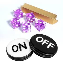 GSE Games & Sports Expert - Craps Game Set. Including 5 Pieces 19mm Dice, 3" Craps On/Off Dealer Puck Button (Purple)