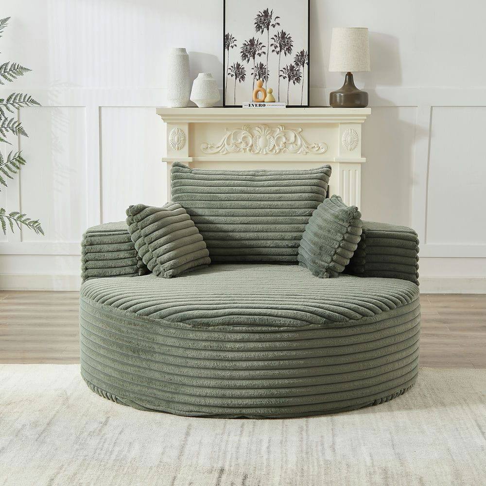 Alt View 7. Resenkos - 55"L Corduroy Single Sofa, Fluffy Modern Sleeper Chair for Living Room & Bedroom, No Assembly, Green - Green.