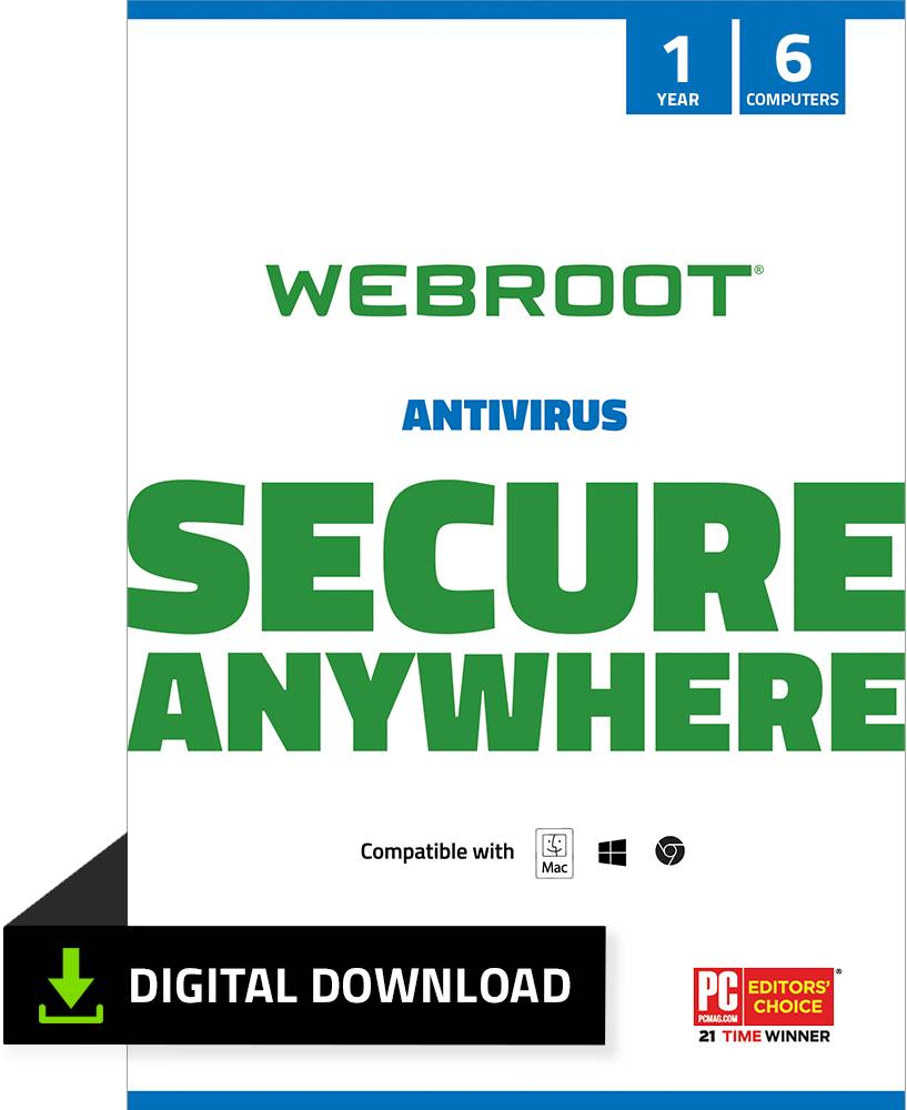 Webroot - Antivirus Protection and Internet Security – Software (6 Devices) (1-Year Subscription) - Android, Mac, Windows, iOS [Digital]
