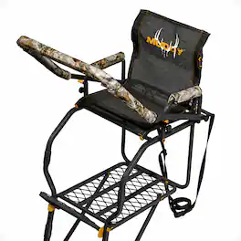 Muddy - Huntsman Deluxe 17 Foot Hunting Ladderstand, 1 Person Climbing Tree Stand - Black