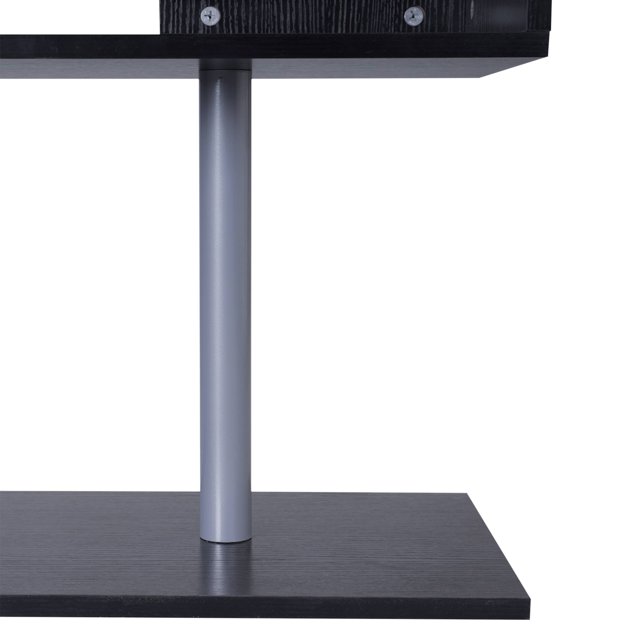 Alt View 7. Homcom - 55" 360° Rotating Corner Computer Desk, L-Shaped, 3-Tier Storage Shelves, Bookshelf - Black.