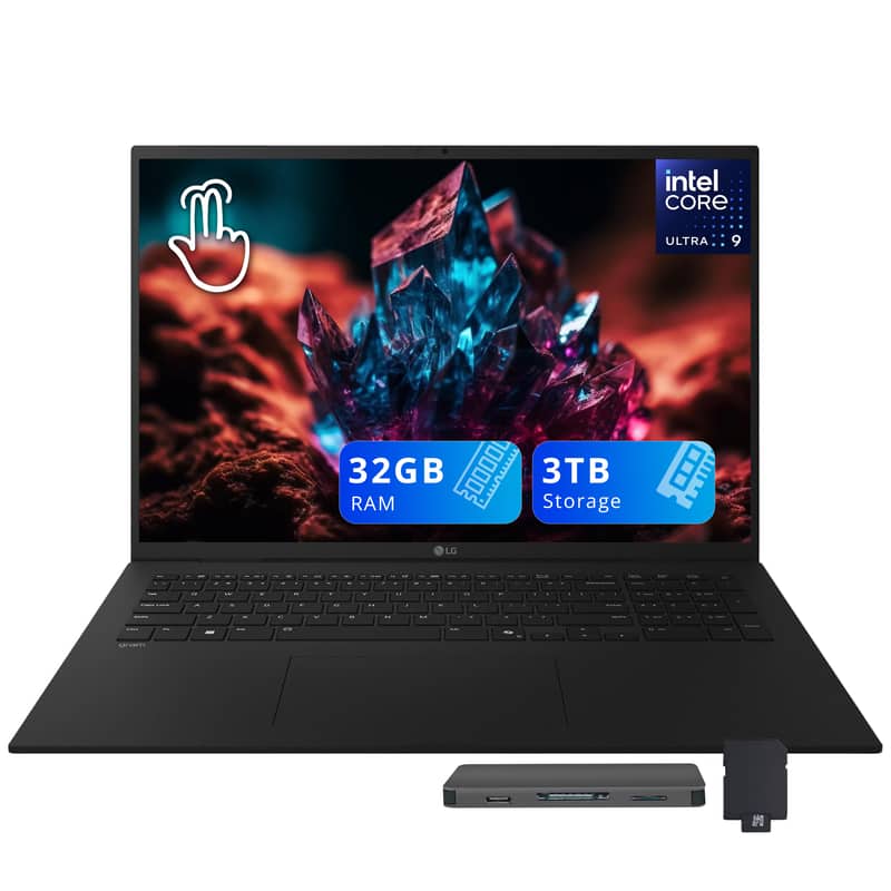 LG - gram 17" 2.5K Touch Laptop,Intel Core Ultra 9288V,32GB RAM,2TB SSD+1TB Dock Set,Backlit KB,Copilot+ PC,Win 11 - Black