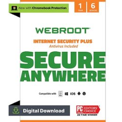 Webroot - Internet Security Plus + Antivirus Protection (6 Devices) (1-Year Subscription) - Android, Apple iOS, Chrome, Mac OS, Windows [Digital] - Front_Zoom