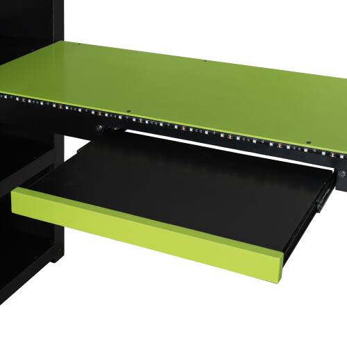 Alt View 2. Anysun - Full Size Gaming Loft Bed with Desk & RGB Lights - Pro-Gamer Bed with Power Outlet, Bookshelf, Pegboard & Storage Drawer - Green.