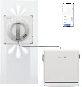 ECOVACS Robotics - WINBOT W2S PRO OMNI Window Cleaning Robot with Portable Station, TruEdge 2.0, 10,000Pa Suction and 8 Cleaning Modes - White
