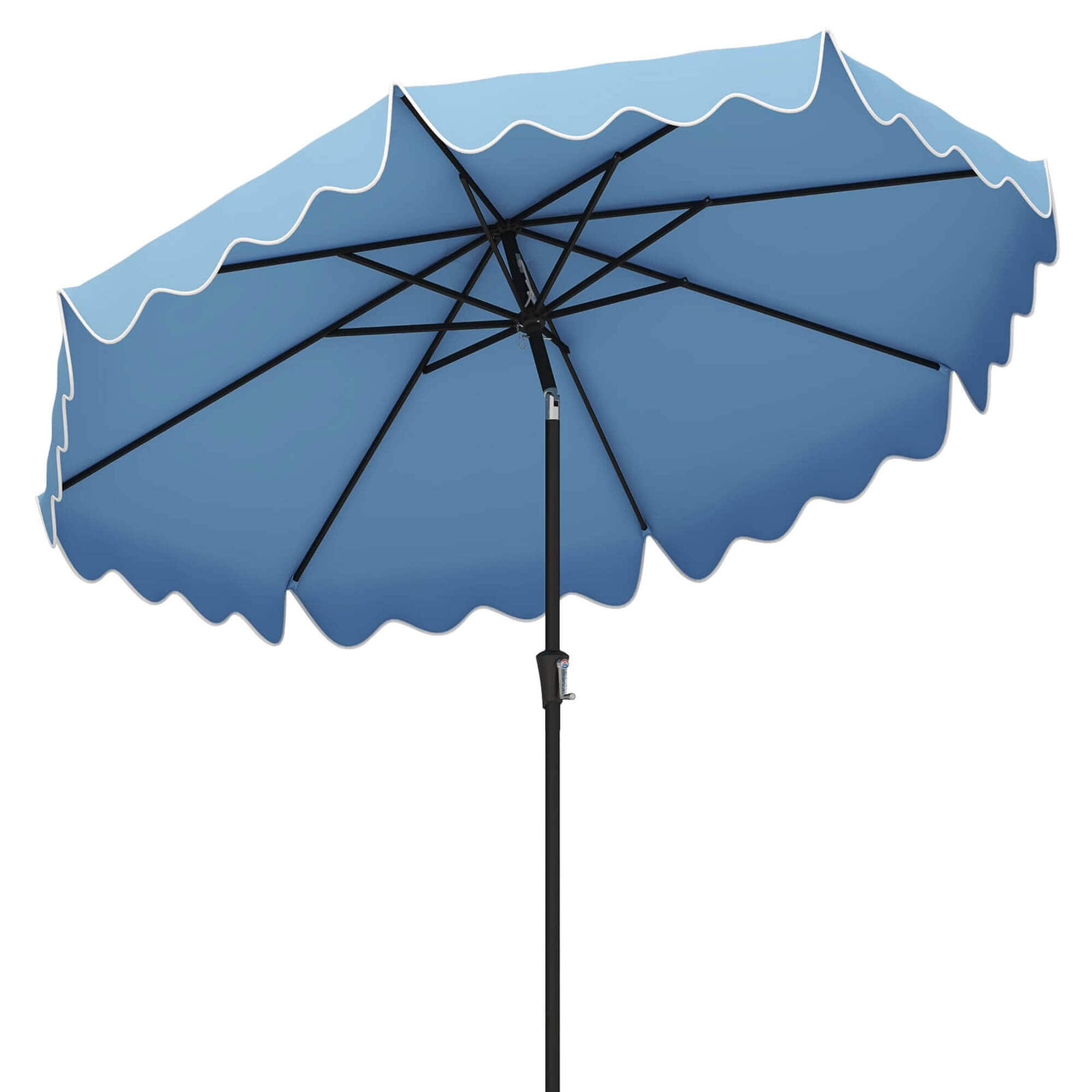 Costway - 9 FT Patio Umbrella 2-Tier Market Table Umbrella with Sun-Protective Canopy - Navy