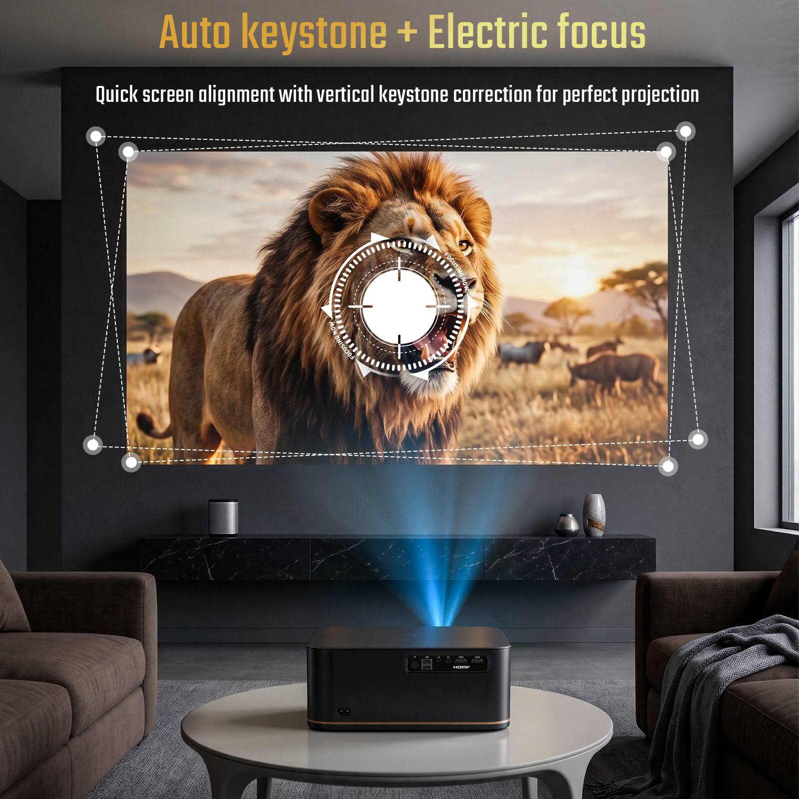 Happrun 4K Decoding Projector 1000 ANSI Full HD WiFi Bluetooth
