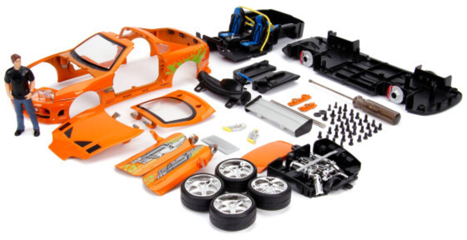 Front. Jada Toys - Jada Toys - 1:24 Fast & Furious 1 - Brian's Toyota Supra Build N Collect w/ Brian Figure   - Collectibles - Multicolor.