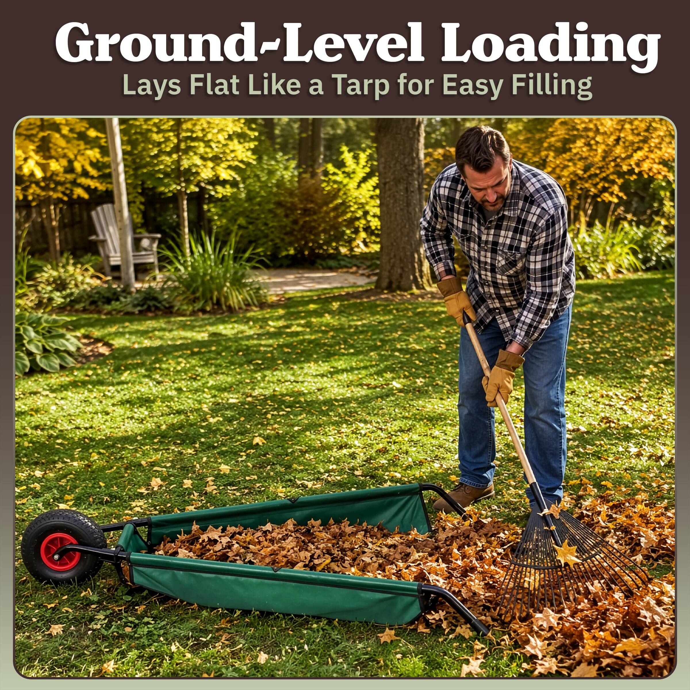 Ground-Level Loading  
Lays Flat Like a Tarp for Easy Filling
