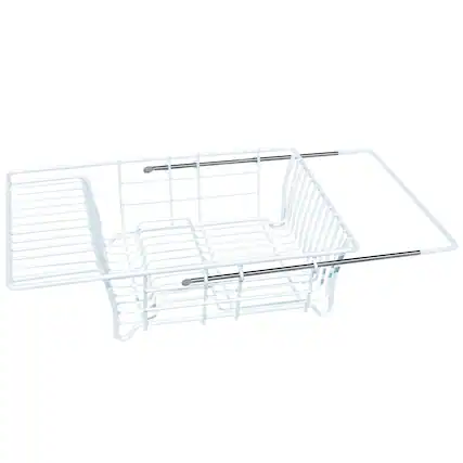 Front. Better Houseware - Adjustable Over-the-Sink Dish Drainer - White.