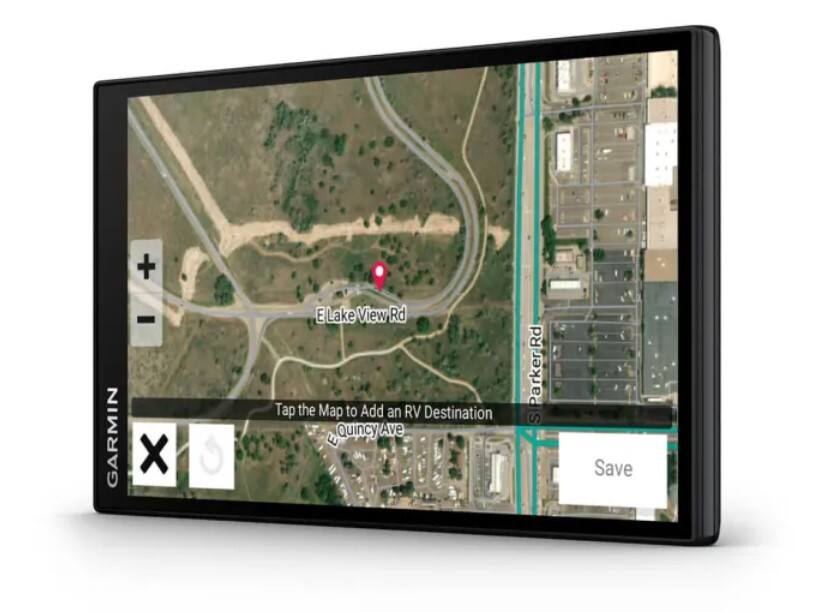 GARMIN

E Lake View Rd
Parker Rd
Quincy Ave

Tap the Map to Add an RV Destination

Save