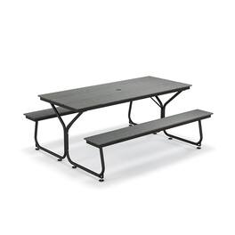 Boyel Living - 6 Feet Outdoor Picnic Table Bench Set for 6-8 People - Gray/Black