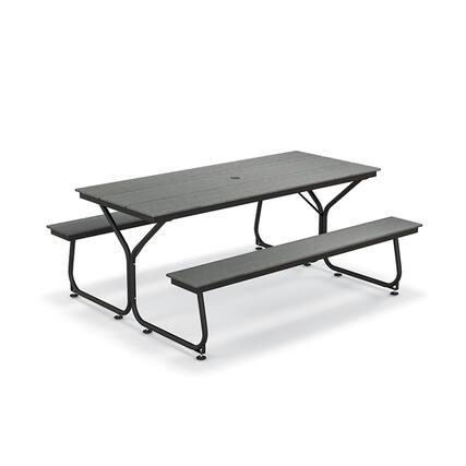 Front. Boyel Living - 6 Feet Outdoor Picnic Table Bench Set for 6-8 People - Gray and Black.