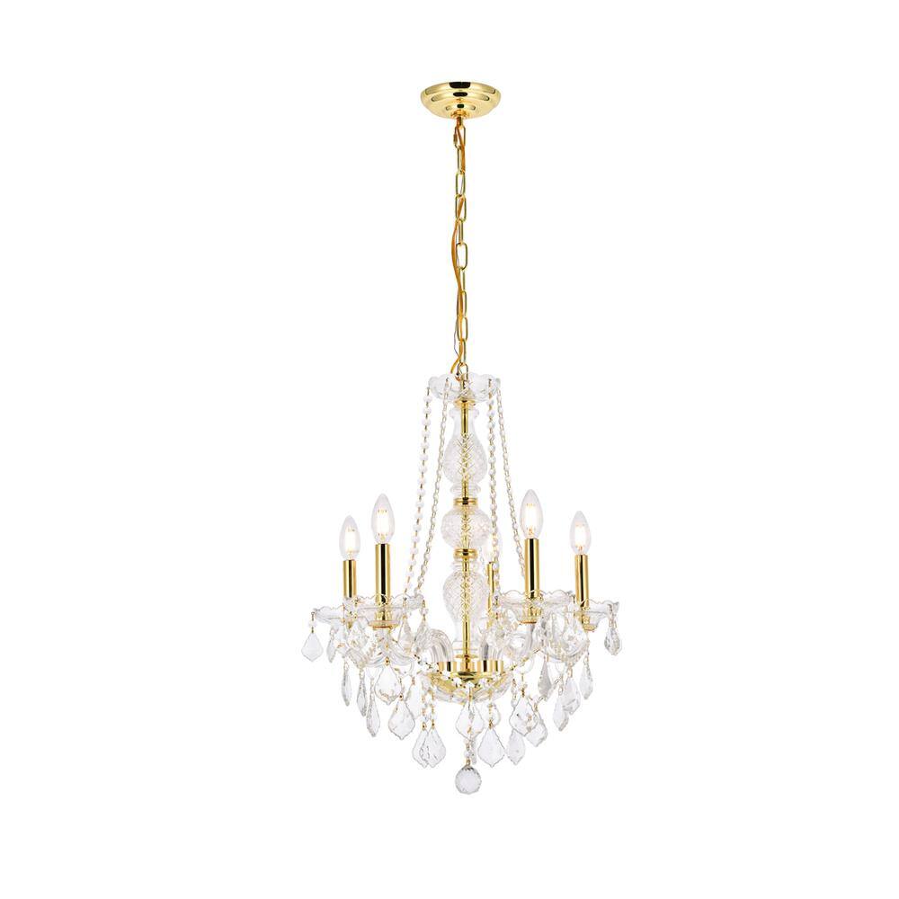 Alt View 4. Elegant Lighting - Verona 5 light Gold Chandelier Clear Royal Cut Crystal - Gold.