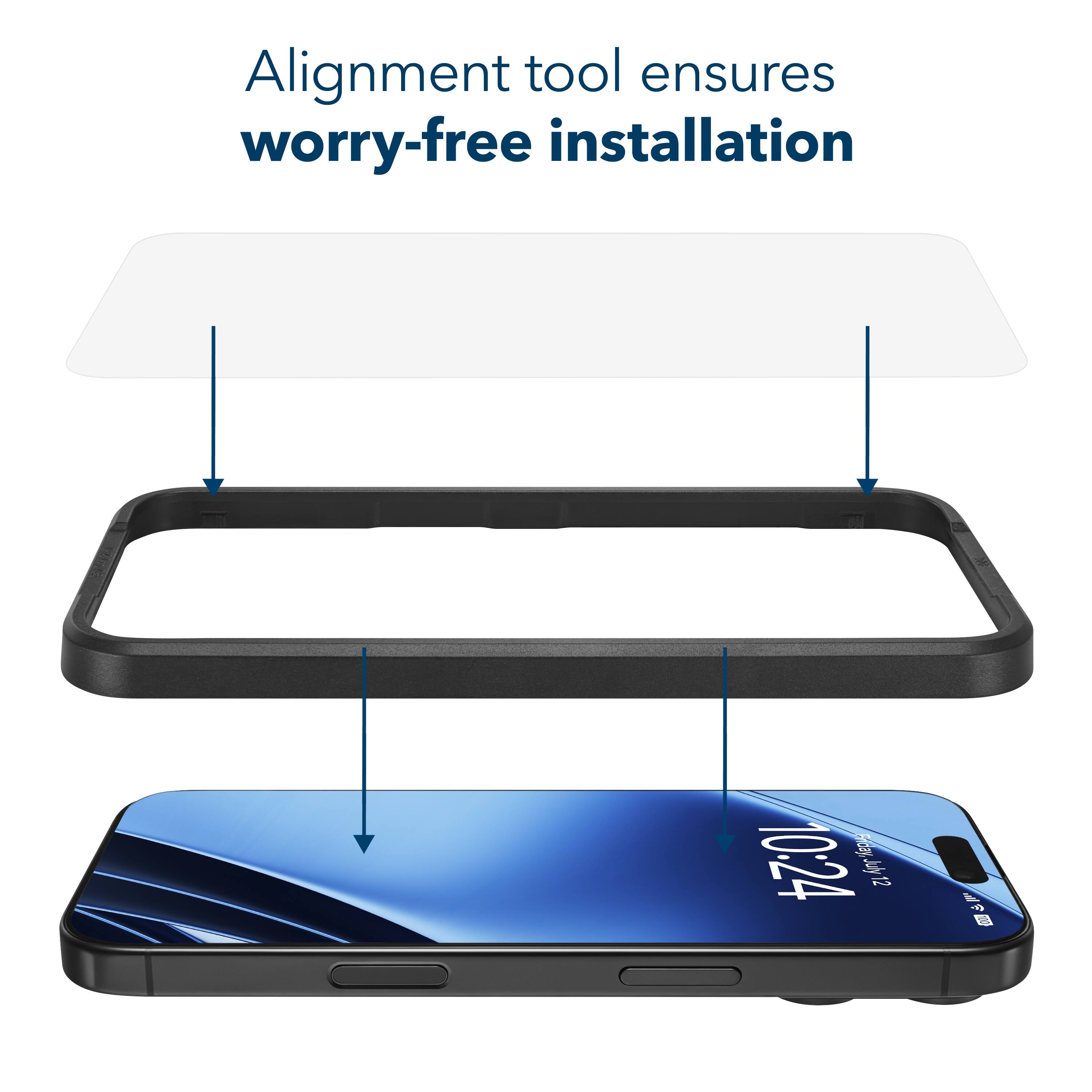 Alignment tool ensures worry-free installation.