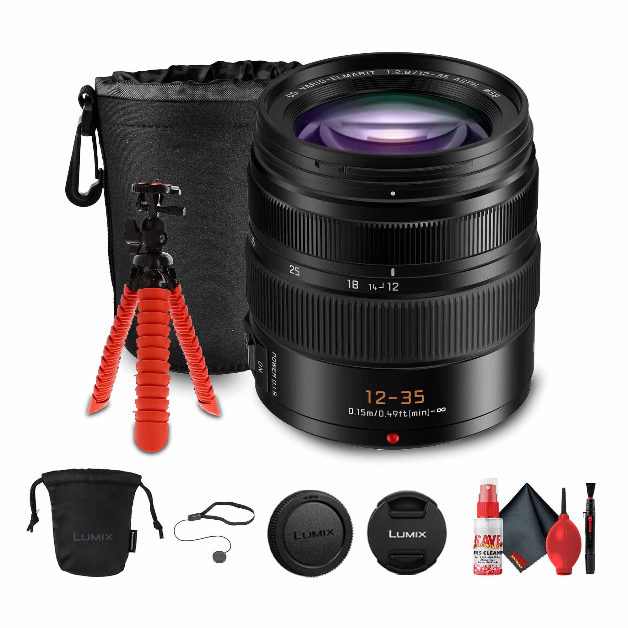 Panasonic - Leica DG Vario-Elmarit 12-35mm f/2.8 ASPH POWER O.I.S. Lens - Bundle - Black