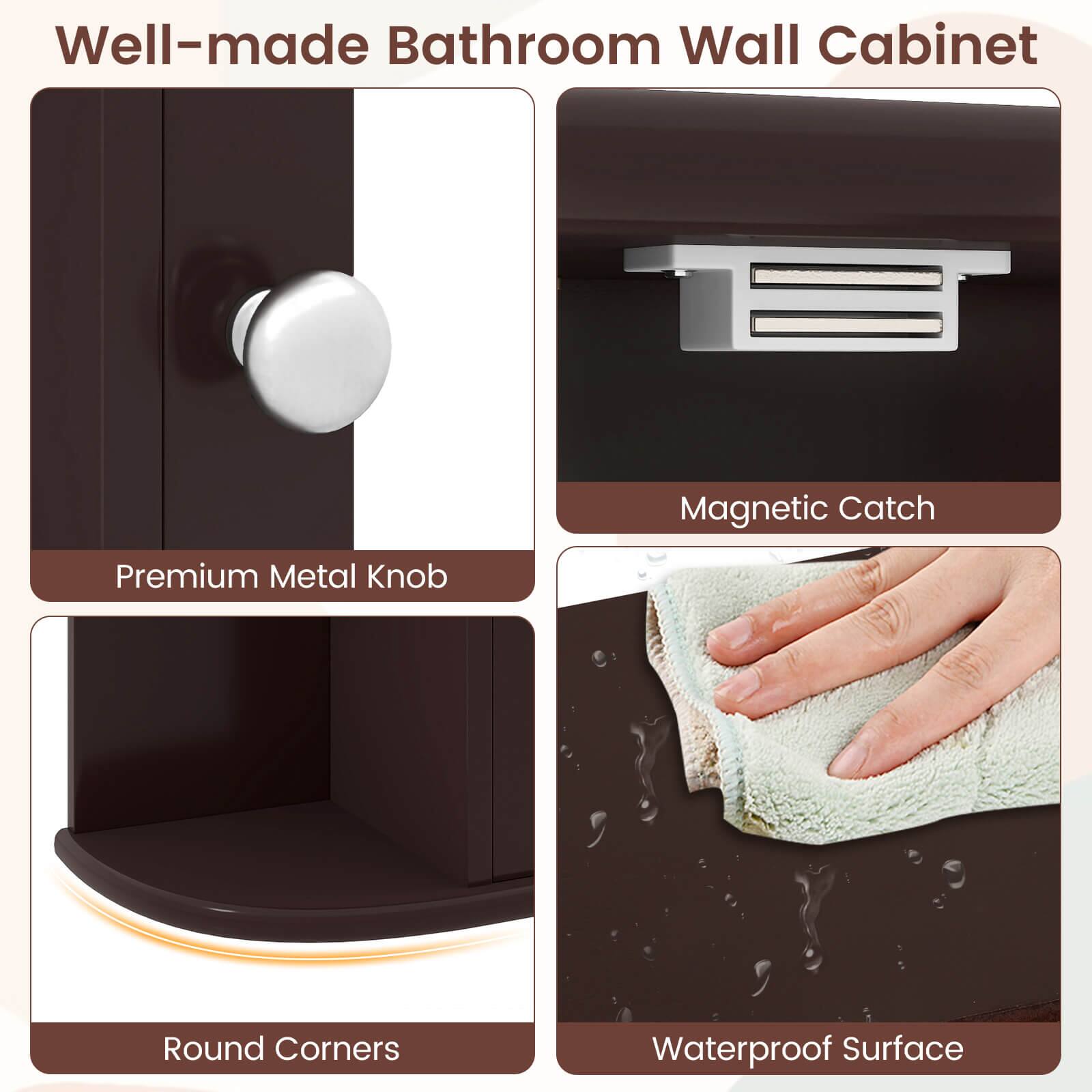 Well-made Bathroom Wall Cabinet

- Magnetic Catch
- Premium Metal Knob
- Round Corners
- Waterproof Surface