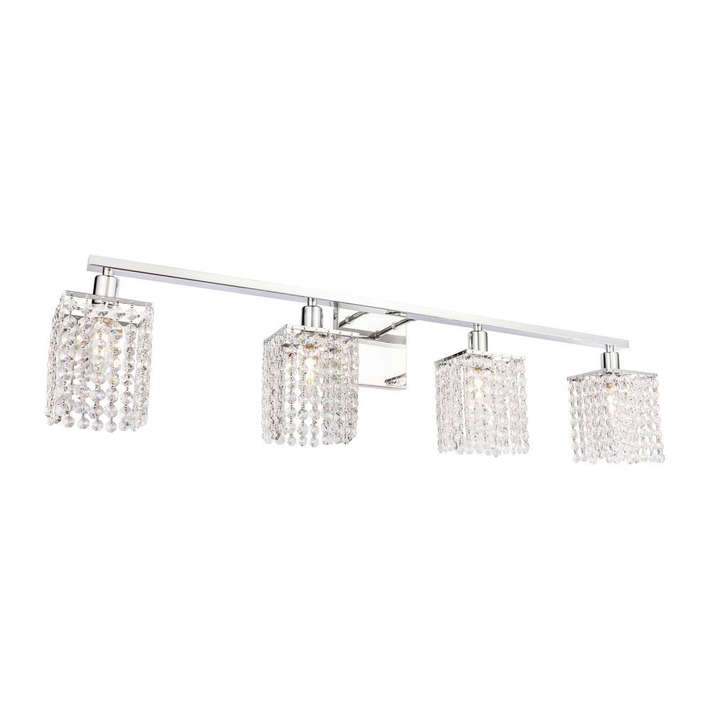 Alt View 6. Living District - Phineas 4 light Chrome and Clear Crystals wall sconce - Chrome And Clear Crystals.