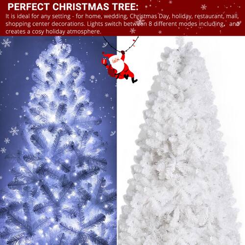 PERFECT CHRISTMAS TREE:  
It is ideal for any setting - for home, wedding, Christmas Day, holiday, restaurant, mall, shopping center decorations. Lights switch between 8 different modes including, and creates a cosy holiday atmosphere.