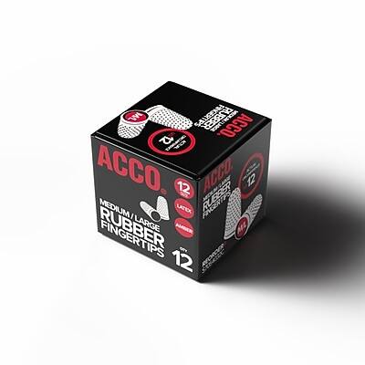 ACCO.  
MEDIUM/LARGE RUBBER FINGERTIPS  
12  

ACCO.  
LATEX FINGERTIPS  
12  

REORDER