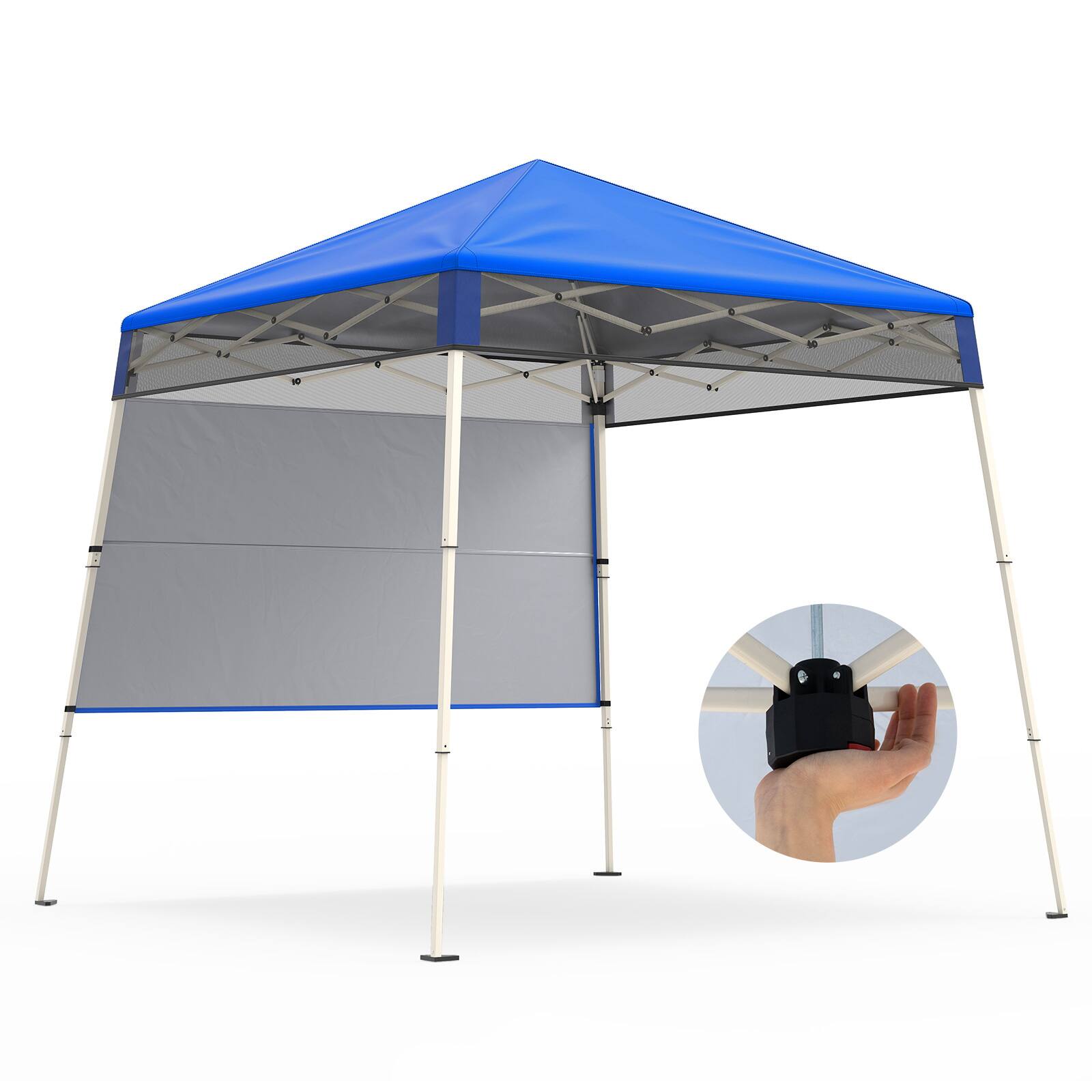 Alt View 9. Gymax - Gymax 7 x 7 FT Pop-Up Canopy TentOutdoor Sun Shelter w/ 1 Push Center Lock  Picnic Blue - Blue.