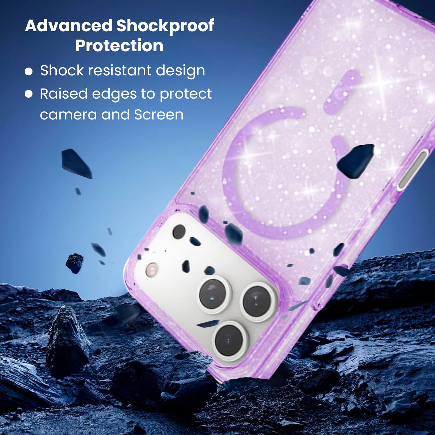 Advanced Shockproof Protection

- Shock resistant design
- Raised edges to protect camera and screen