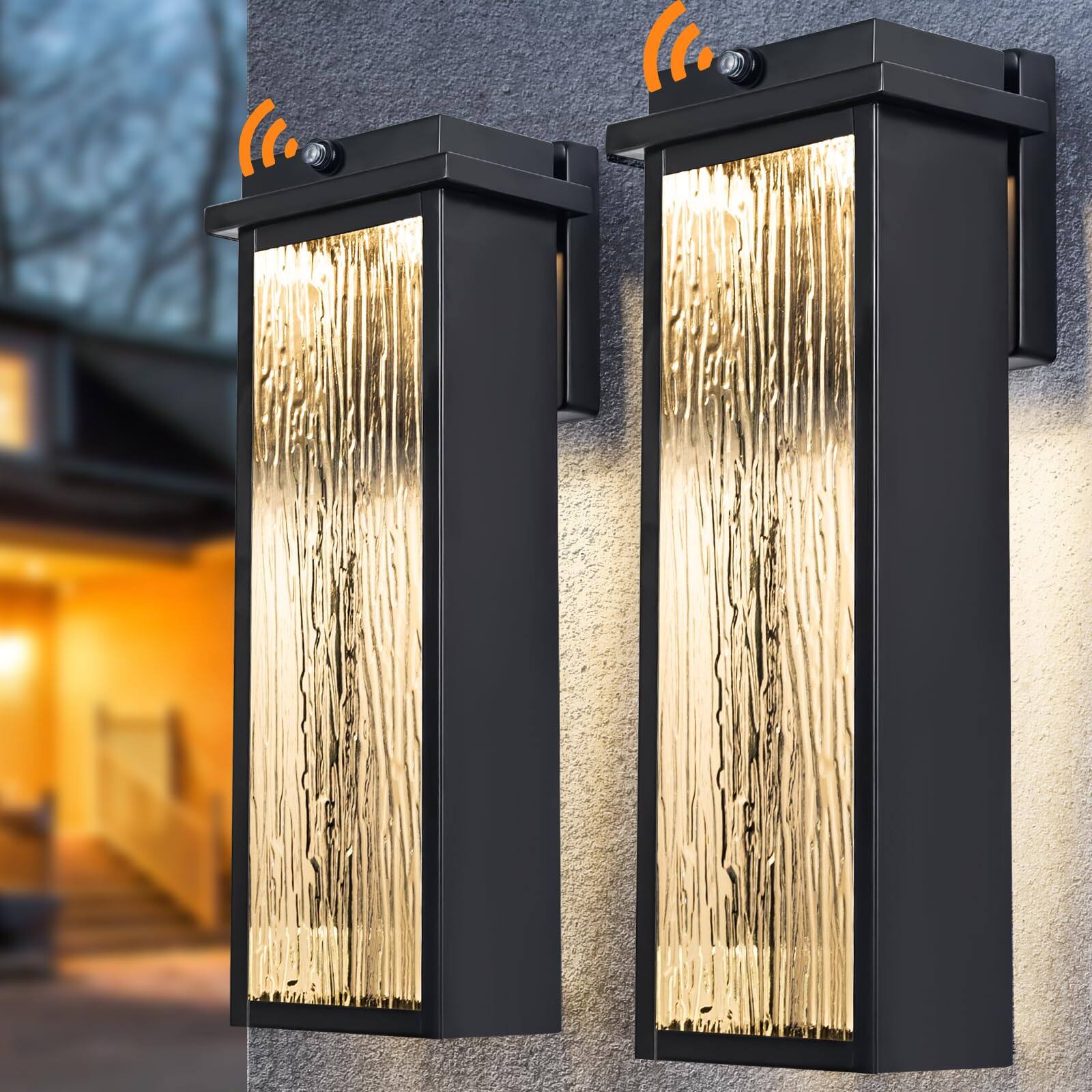Alt View 1. Ecooso - Outdoor Wall Light Fixture, Dusk to Dawn Anti-Rust LED Lantern for Porch, Garage, and Patio - Black.