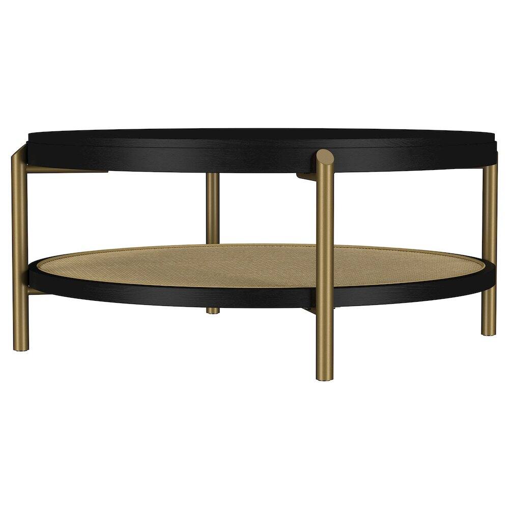 Back. Coaster Co. of America - Arini Round Coffee Table With Storage Shelf Black - Black.