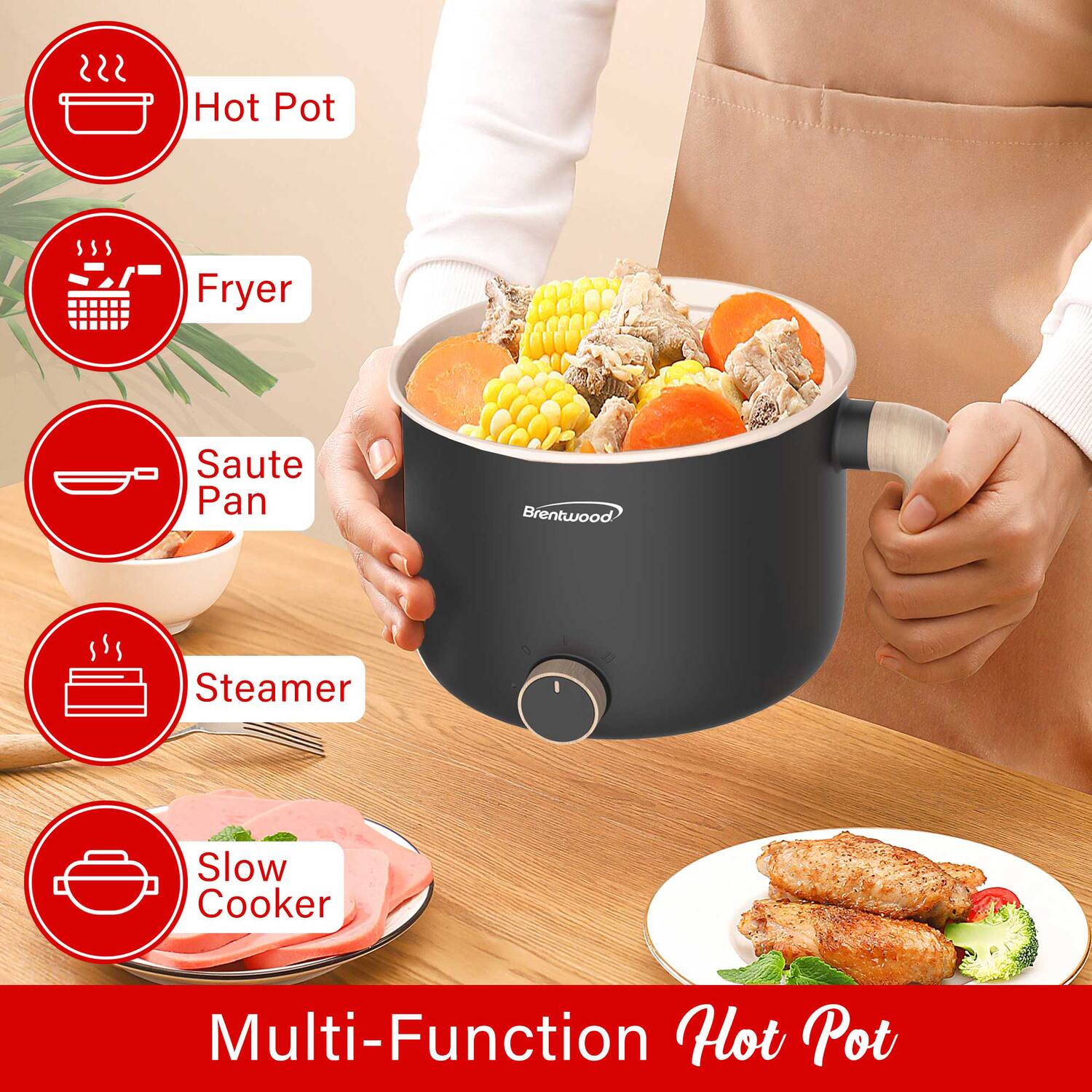 Hot Pot Fryer Saute Pan Steamer Slow Cooker Multi-Function Hot Pot