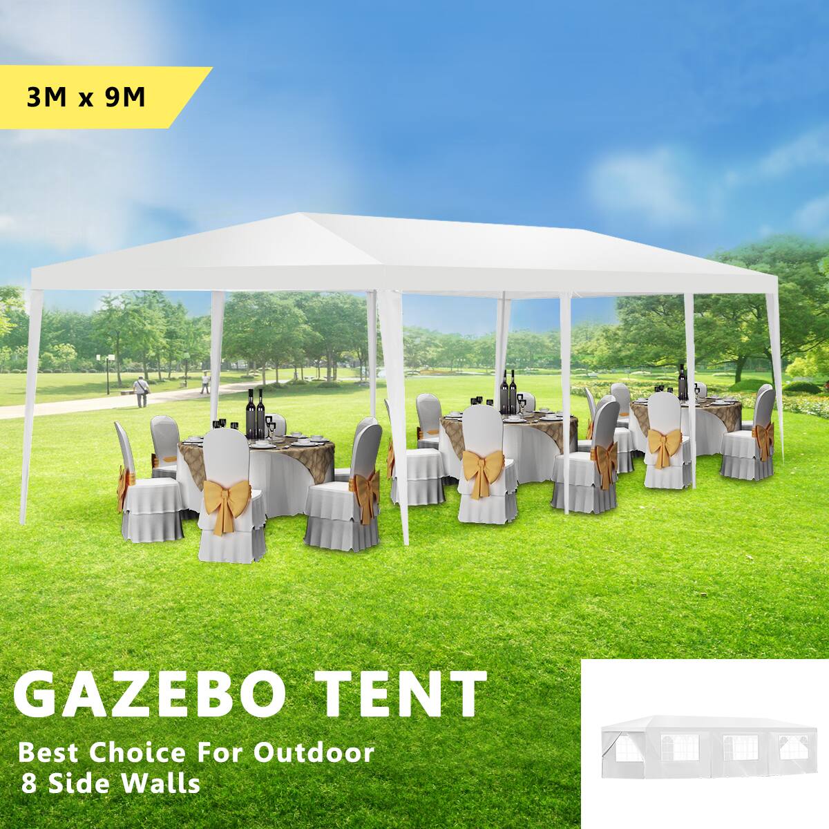 3M x 9M GAZEBO TENT - Best Choice For Outdoor 8 Side Walls