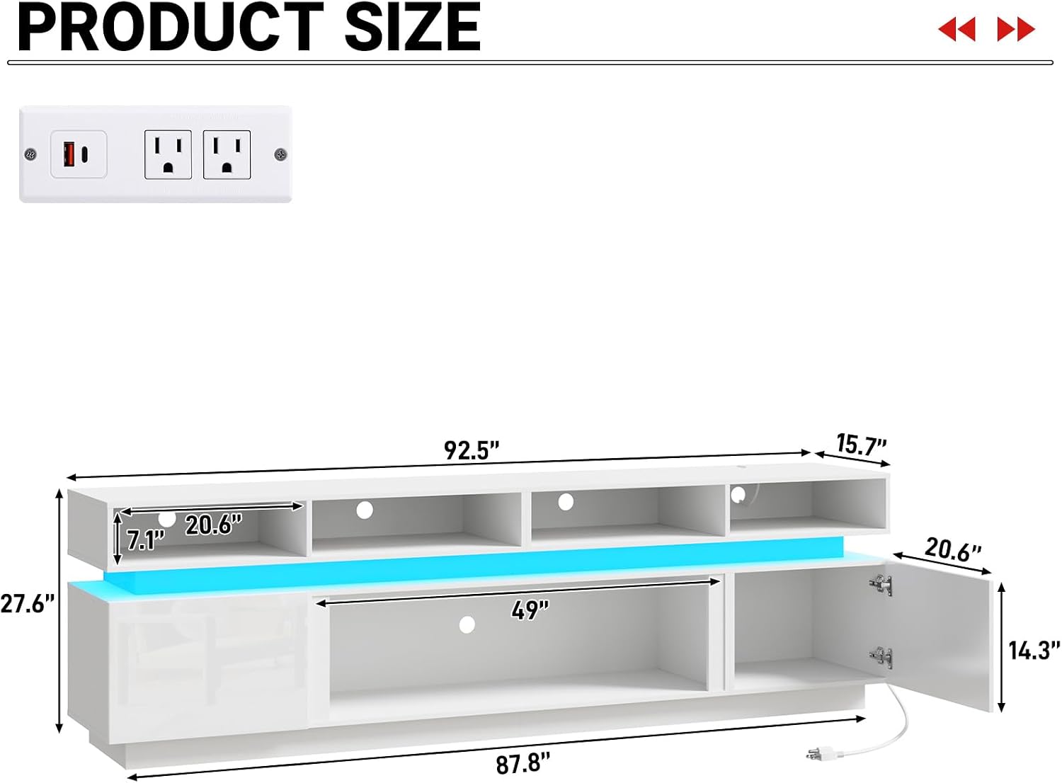 PRODUCT SIZE

92.5" 15.7" 20.6" 7.1" 20.6" 27.6" 49" 14.3" 87.8"