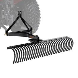 VEVOR - Pull-Behind Thatch Remover, 60" Width, Equipped with 32 Durable Steel Prongs, Tractor-Compatible - Black