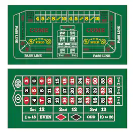 GSE Games & Sports Expert - Roulette&Craps Layout Felt, Las Vegas Style Casino Roulette and Craps Layout Mat with Instructions