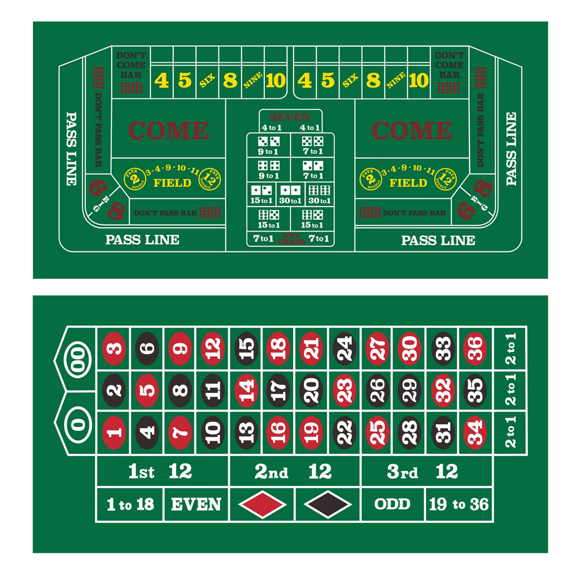 PASS LINE, DON'T COME, COME, DON'T COME, DON'T BAR, SEVEN, COME, 4to1, 4to1, 9to1, 7to1, 7to1, DON'T BAR, 10, 10, 9 to 1, 1 to 2, 12, FIELD, FIELD, 15to1, 30tol, 30 tol, DON'T PASS BAR, DON'T PASS BAR, 15tol, 1, PASS LINE, 7to1, 7to1, PASS LINE, LINE, PASS, 00, 3, 6, 6, 2, 5, 8, 1, 4, 7, 1st, 12, 12, 11, 10, 15, 18, 21, 24, 14, 17, 20, 23, 13, 16, 19, 22, 2nd, 12, 27, 30, 26, 29, 25, 28, 3rd, 33, 36, 32, 35, 31, 34, 12, 2to1, 2to1, 2to1, 1 to 18, EVEN, ODD, 19 to 36.