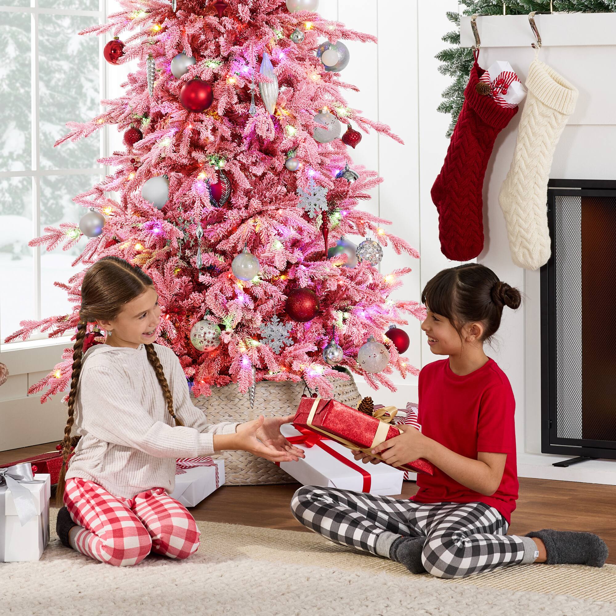 Alt View 5. Best Choice Products - Pre-Lit Flocked Artificial Aspen Noble Fir Christmas Tree w/ Metal Stand - Pink.