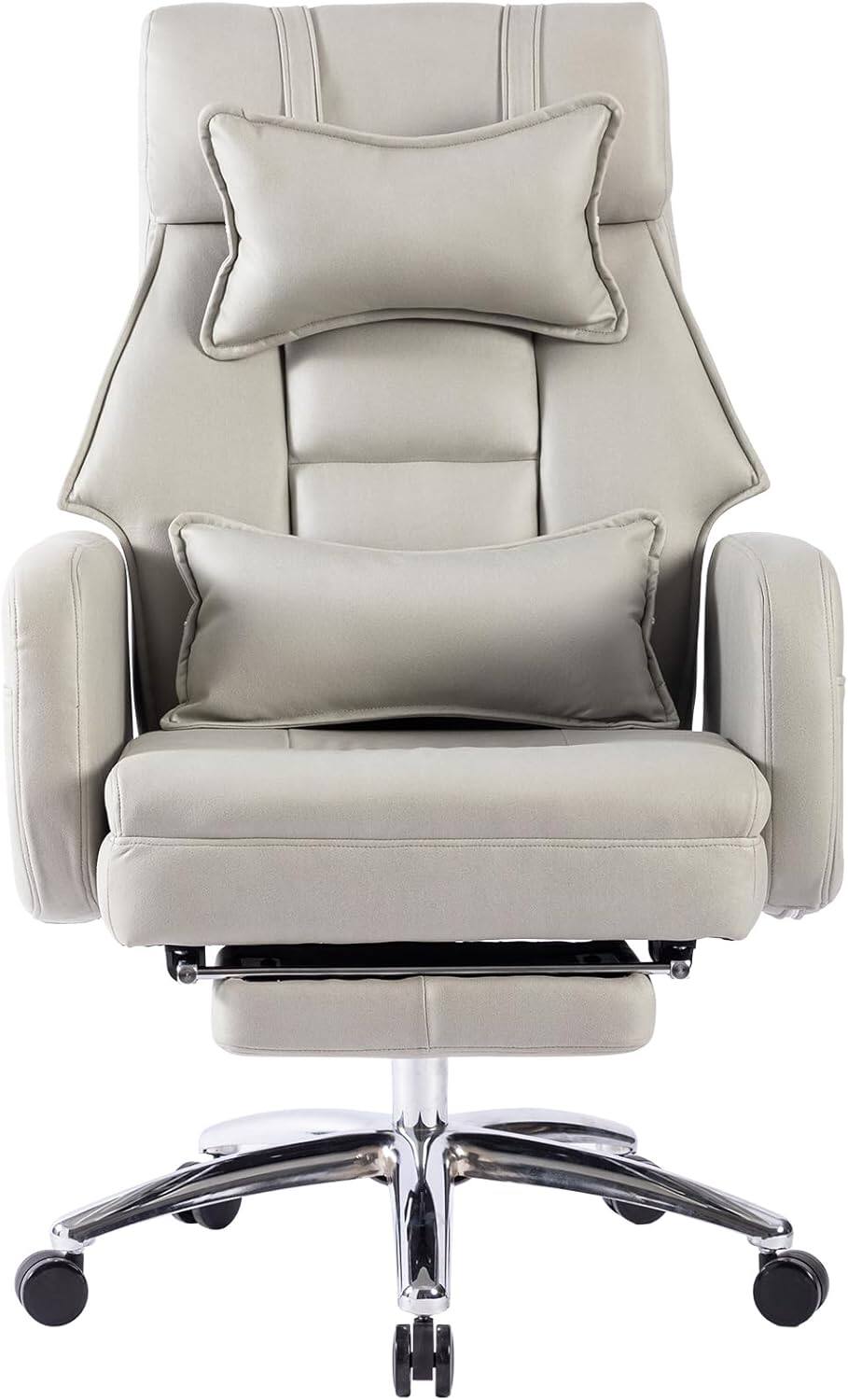 Alt View 5. Trinkets Crazed - Ergonomic Office Chair with Lumbar Support,Technology Leather High Back Home Computer Desk Chair w/Footrest - light gray.