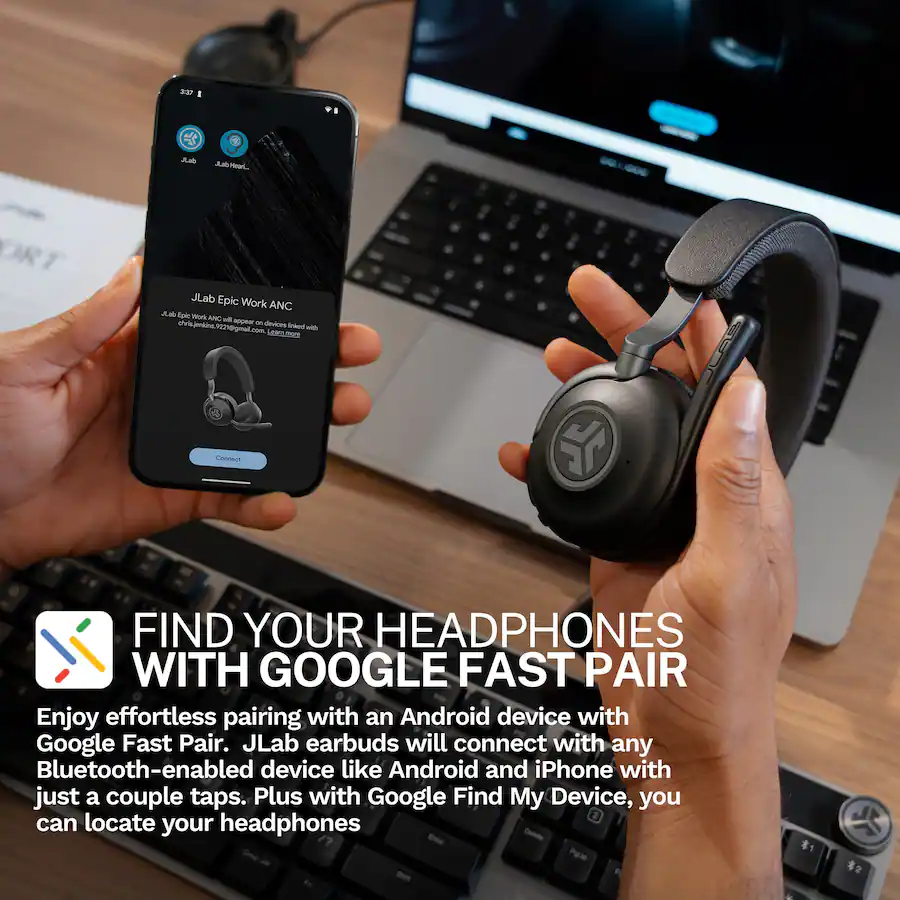 JLab Epic Work ANC Wireless On Ear Headset Graphite