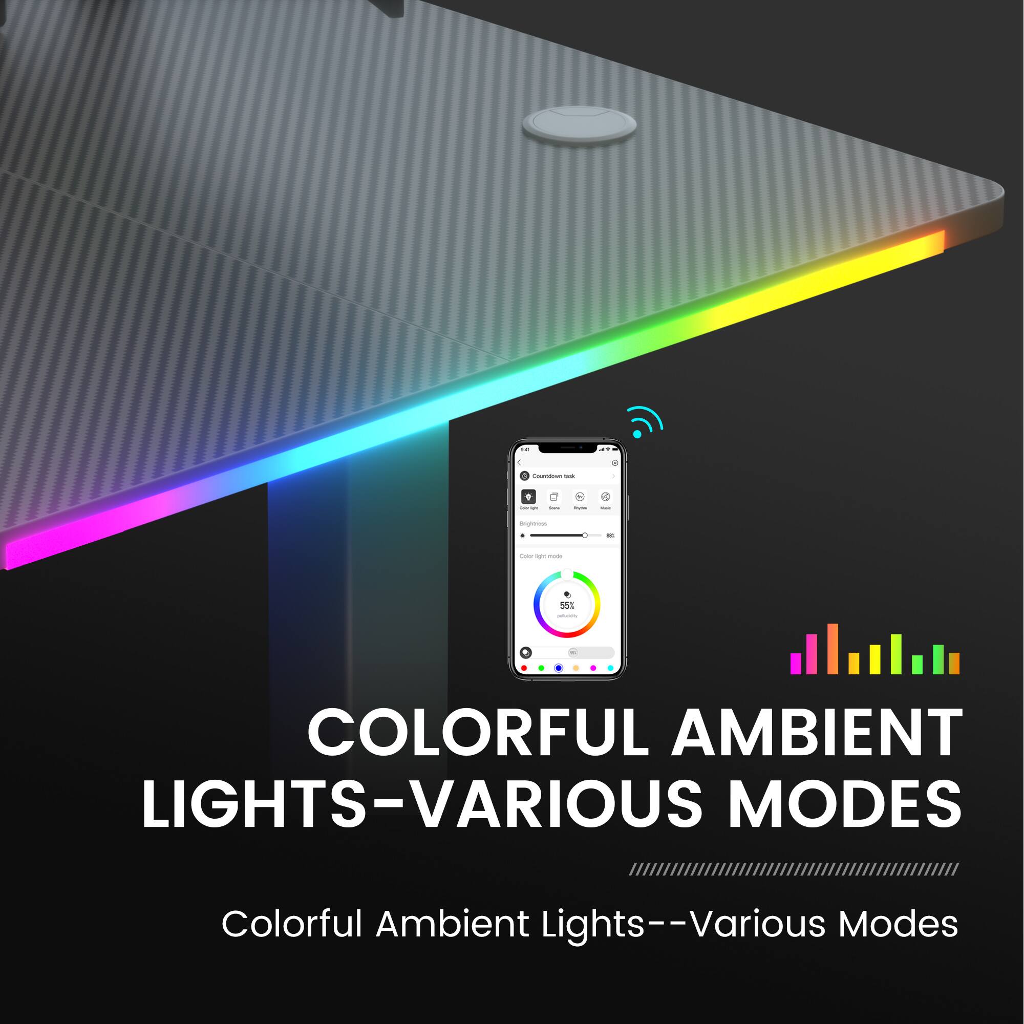 COLORFUL AMBIENT LIGHTS-VARIOUS MODES  
Colorful Ambient Lights--Various Modes