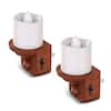 Front. Jandcase - JANDCASE 2-Pack 1W Plug-in Night Light, Amber Glow, Candle Design with Wood Grain Finish, 0-100%, Dusk-to-Dawn Sensor - Brwon and White.