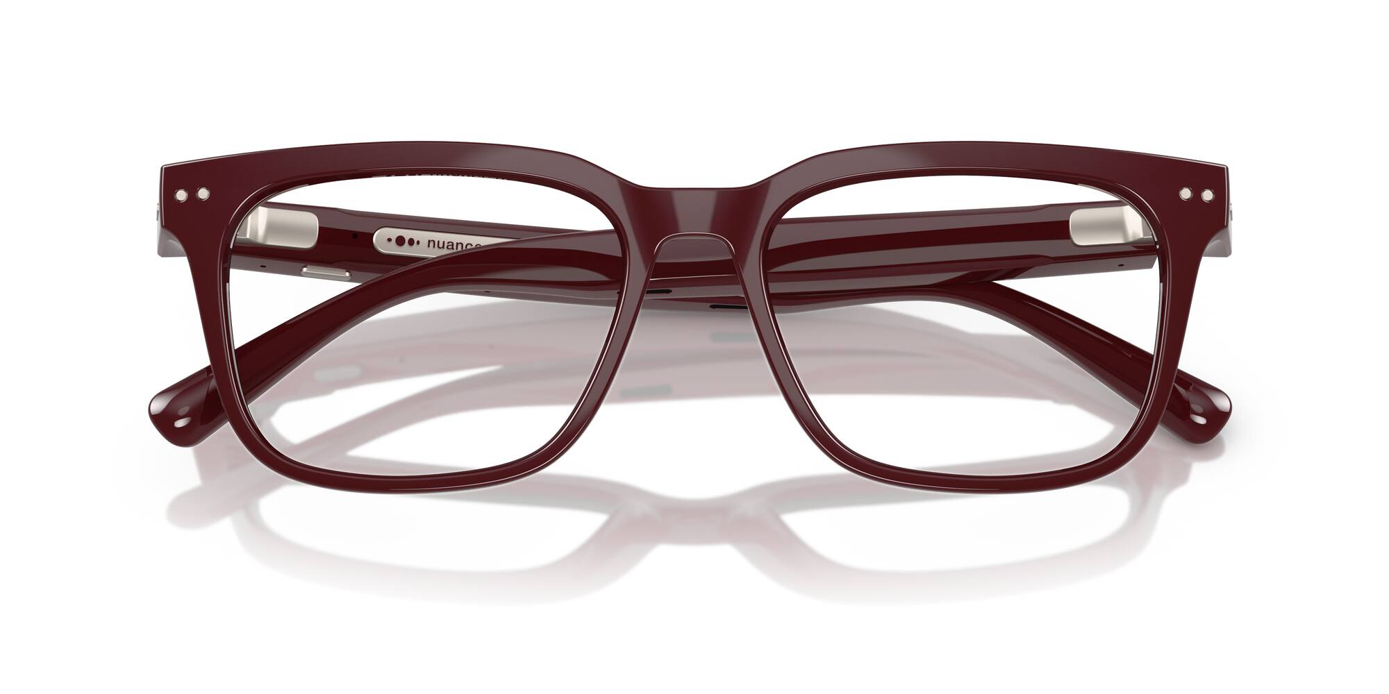Alt View 1. Nuance - Square 56 Audio Glasses - Shiny Burgundy - Transition Lens - SHINY BURGUNDY.