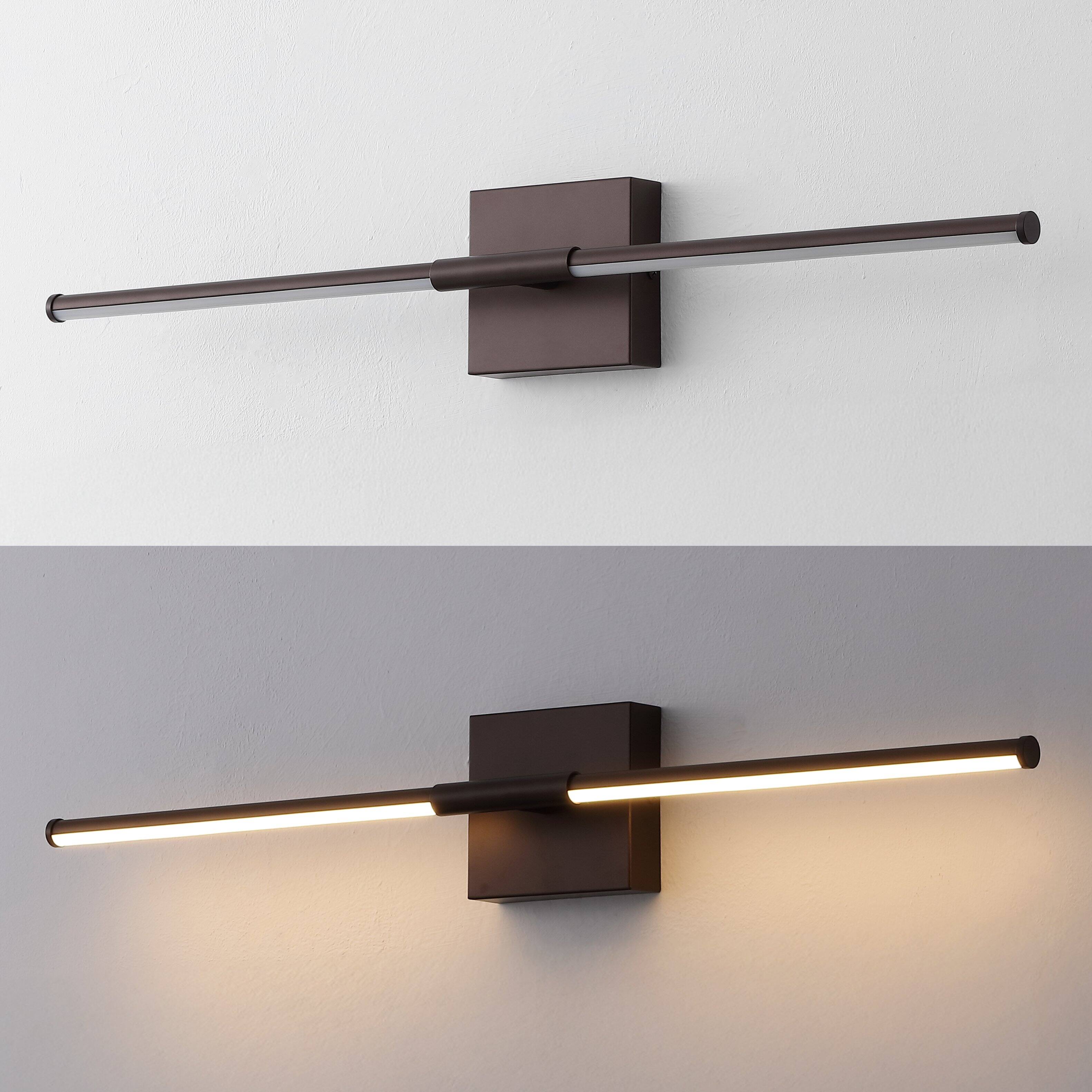 Alt View 4. Jonathan Y - Makena 28" Modern Minimalist Dimmable Integrated LED Metal Wall Sconce, Oil Rubbed Bronze - Oil Rubbed Bronze.