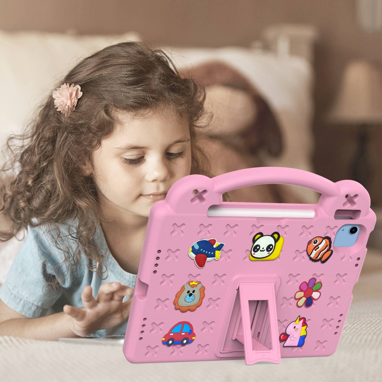 Alt View 3. UUCOVER - Kids Case for iPad (A16) 11-inch 2025 /iPad 10th Gen 10.9" 2022,Shockproof EVA Case Handle Adjustable Stand Cover - Pink.
