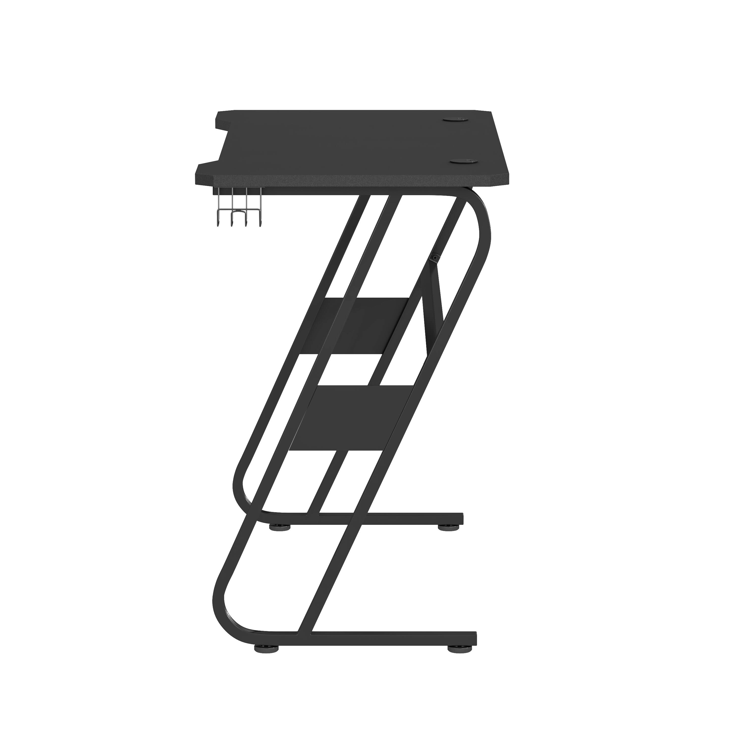 Alt View 9. Emma + Oliver - Professional Gaming Ergonomic Desk with Cup Holder and Headphone Hook - Black.