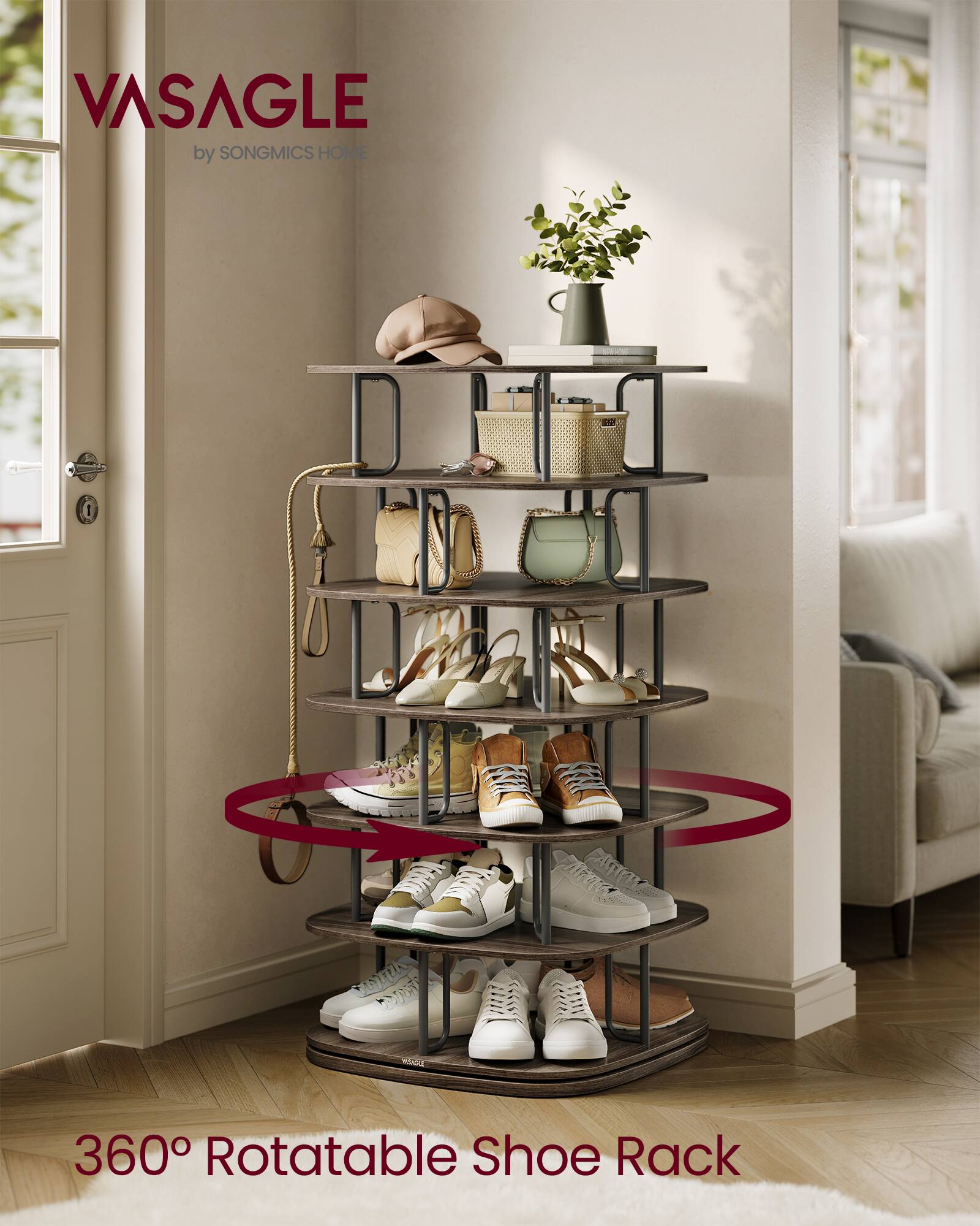 VASAGLE by SONGMICS HOME  
360° Rotatable Shoe Rack