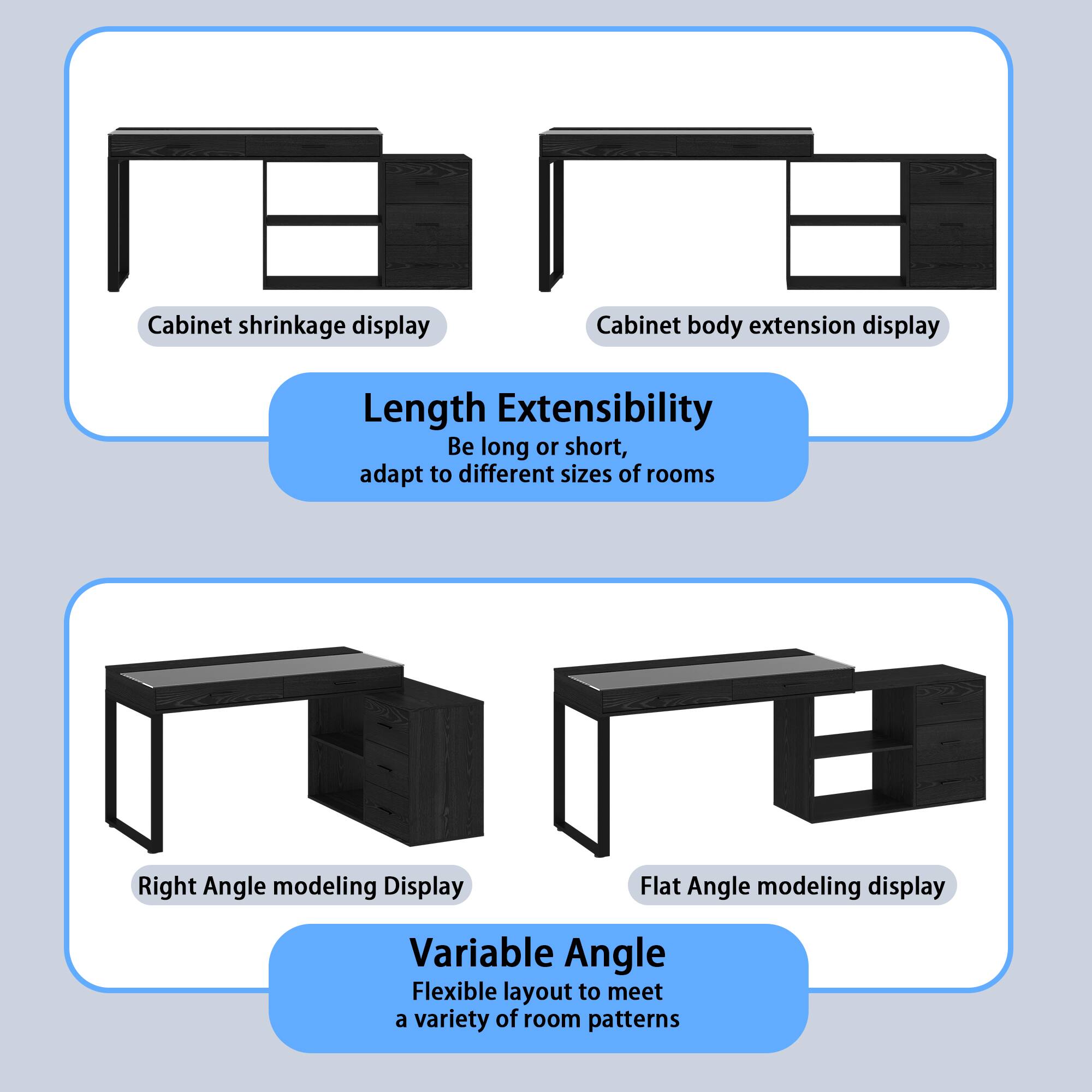 Cabinet shrinkage display: Cabinet body extension display
Length Extensibility: Be long or short, adapt to different sizes of rooms
Right Angle modeling: Display
Flat Angle modeling display: Variable Angle
Flexible layout to meet a variety of room patterns: