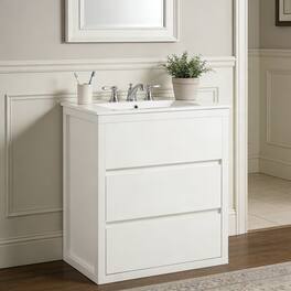 Loheer - 2.5 ft Bathroom Vanity with Ceramic Sink and Soft-Close Drawers - White