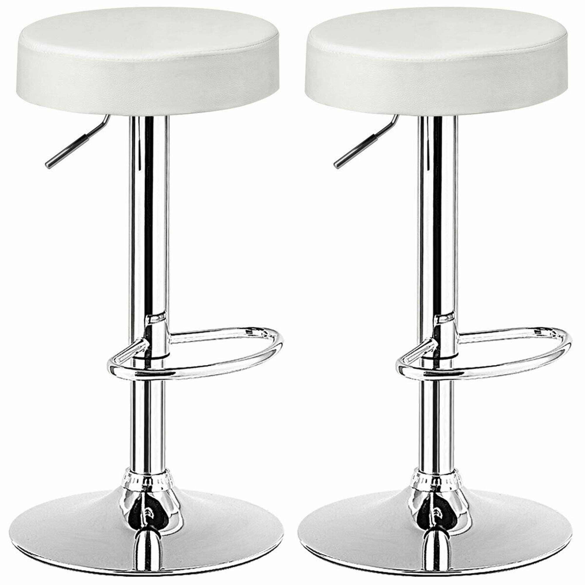 Alt View 1. Gymax - Gymax 2PCS Adjustable Swivel Bar Stool PU Leather Kitchen Counter Bar Chairs White - White.
