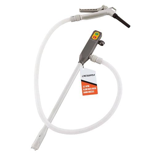 Deway - Battery-Powered Stick Fuel Transfer Pump with Hand Trigger Nozzle, 3.2GPM Flow Rate & 51” Clear Transfer Hose - Gray